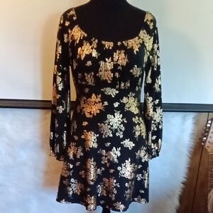 Planet Gold Black and Gold A-Line Cocktail Dress